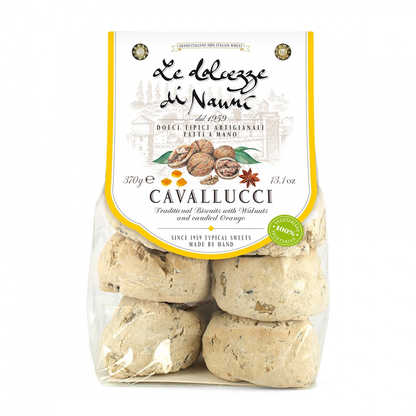 Candied Orange + Walnut Cookies, "Cavallucci", Le Dolcezze Di Nanni, 13.1 oz