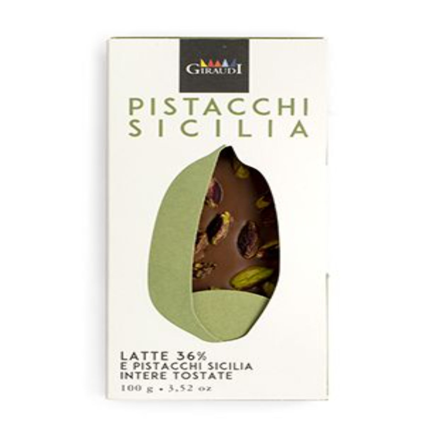 Giraudi 38% Milk Chocolate Pistachio Bar 3.5 oz