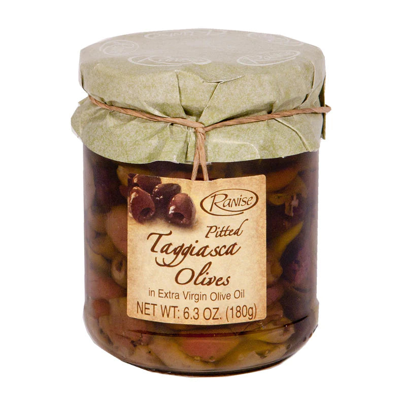 Taggiasca Olives (Pitted) in Olive Oil by Ranise, 6.3 oz